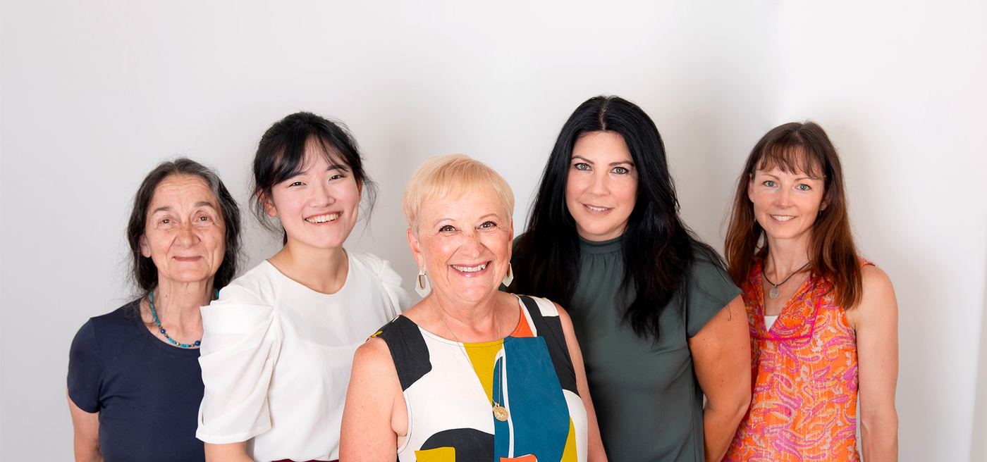 Group branding portrait on a clean white background